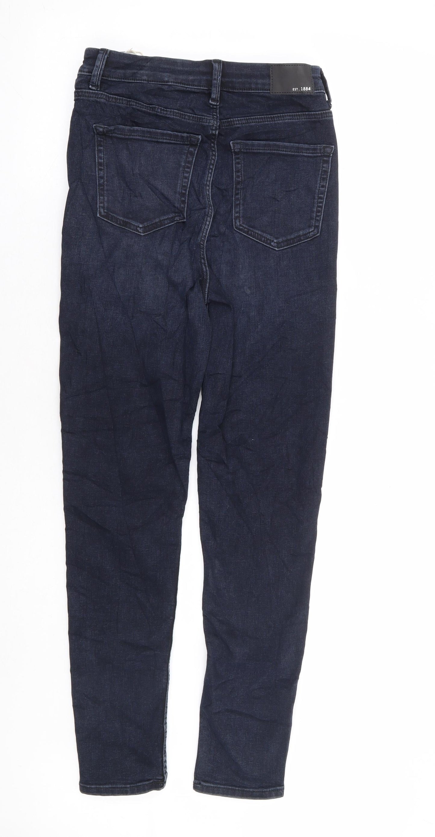 Marks and Spencer Womens Blue Cotton Skinny Jeans Size 8 L28 in Regular Zip - Supersoft