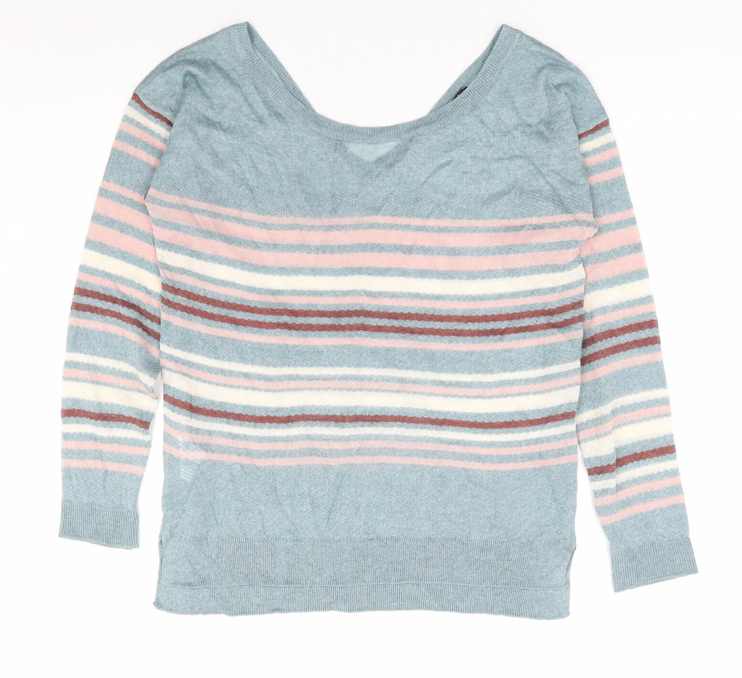 Promod Womens Multicoloured Boat Neck Striped Viscose Pullover Jumper Size S