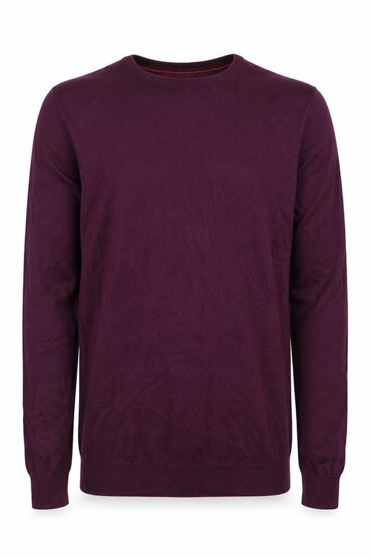 F&F Mens Purple Round Neck Cotton Pullover Jumper Size S