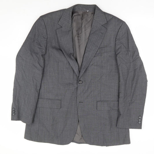 Brook Tavener Mens Grey Polyester Jacket Suit Jacket Size 40