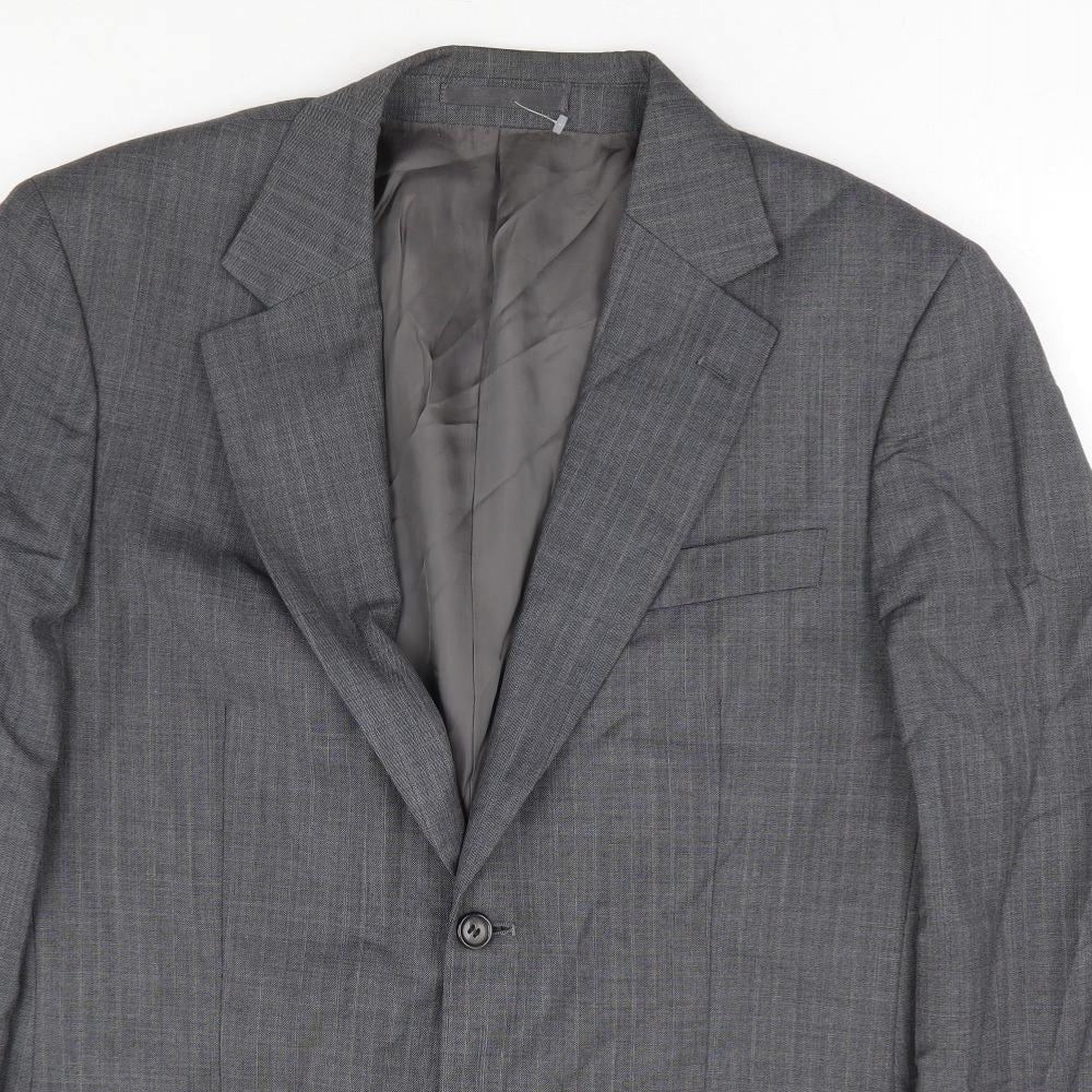 Brook Tavener Mens Grey Polyester Jacket Suit Jacket Size 40