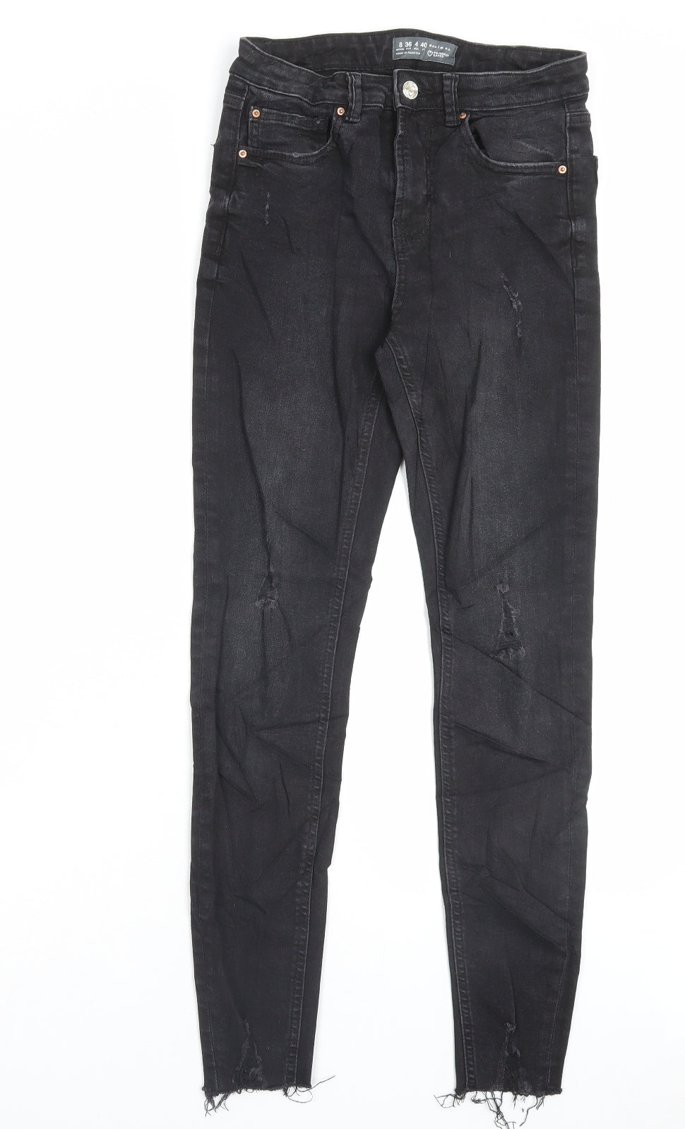 Denim & Co. Womens Black Cotton Skinny Jeans Size 8 L28 in Regular Button