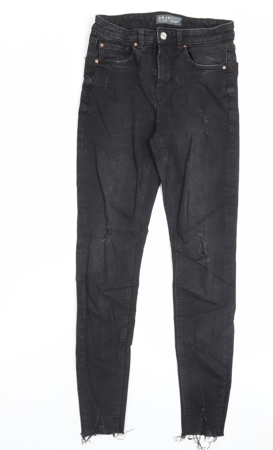 Denim & Co. Womens Black Cotton Skinny Jeans Size 8 L28 in Regular Button