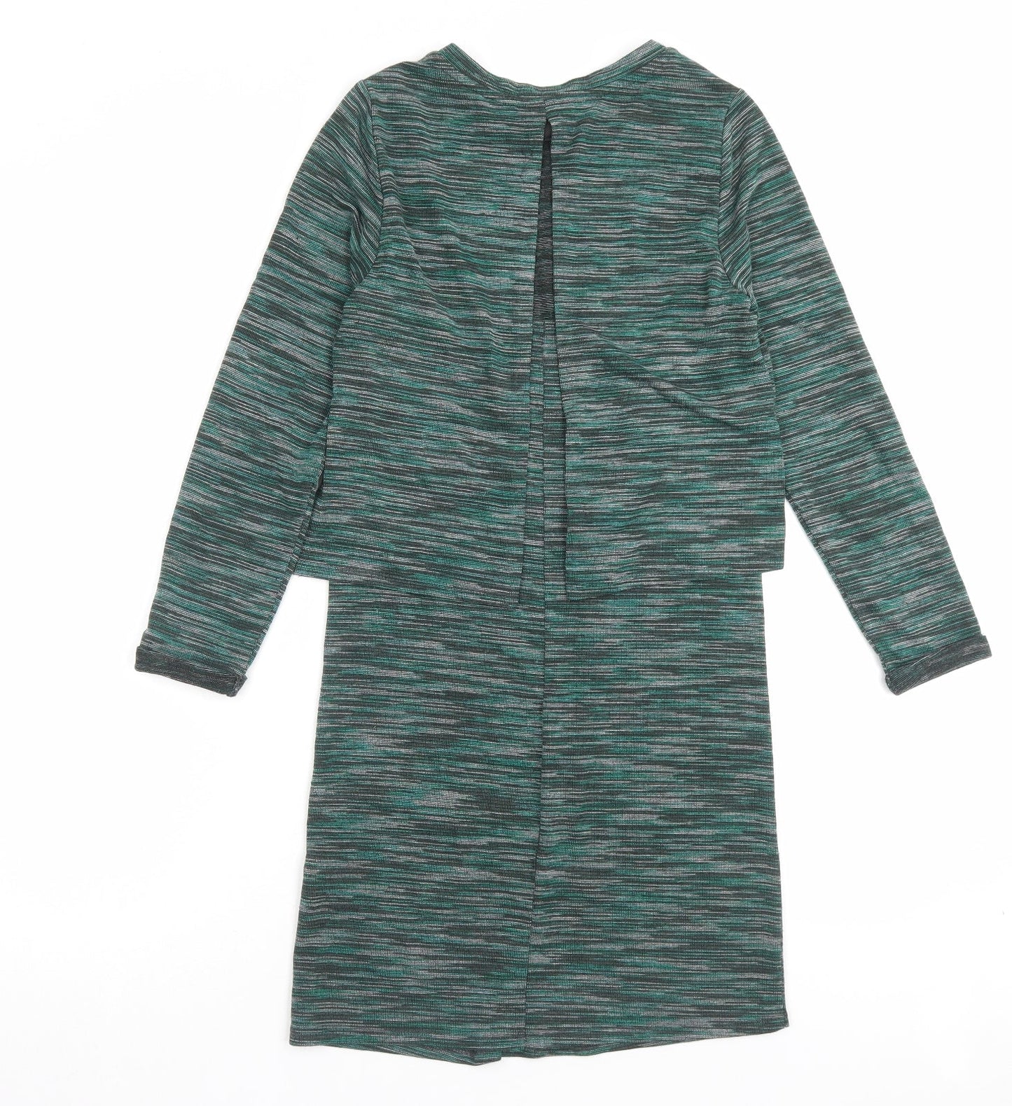 Topshop Womens Green Viscose Jumper Dress Size 6 Crew Neck Pullover