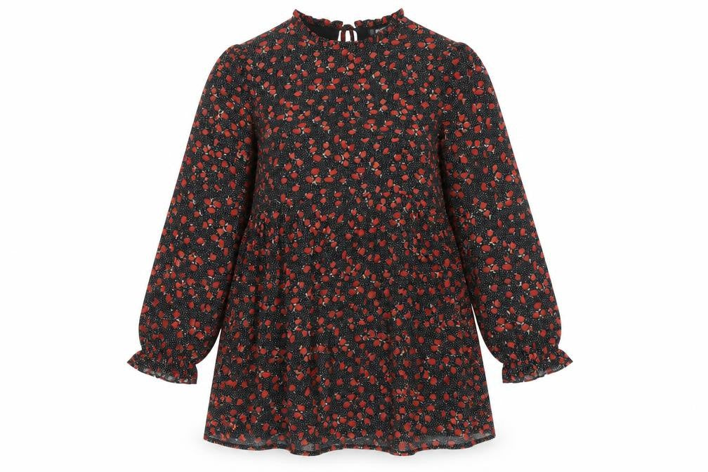 Missguided Womens Red Floral Polyester A-Line Size 12 Crew Neck Tie