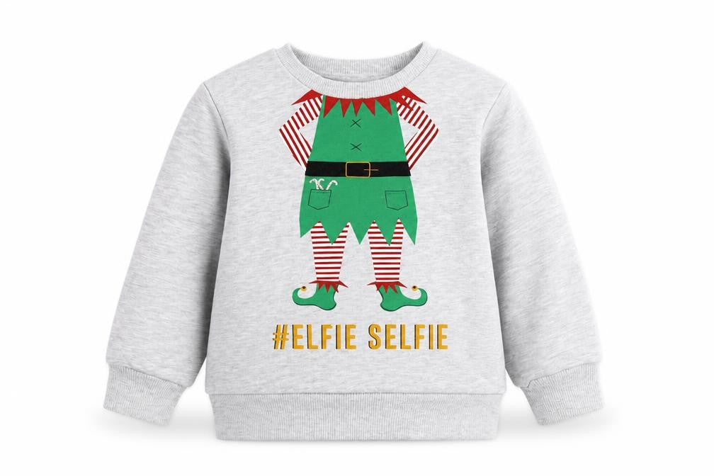 Very Girls Grey Cotton Pullover Sweatshirt Size 5-6 Years Pullover - Elfie Selfie