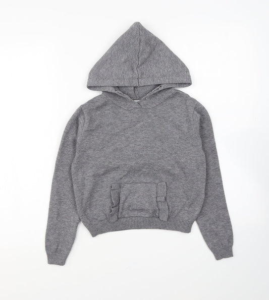 Primark Girls Grey Polyester Pullover Hoodie Size 7-8 Years Pullover