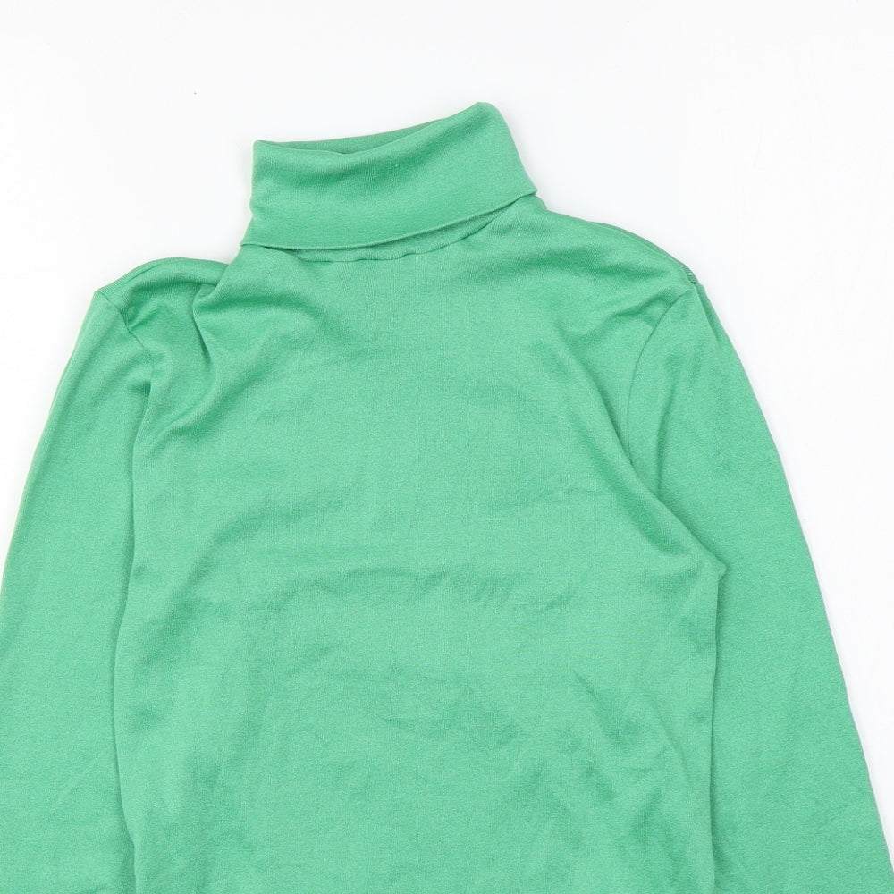 St Michael Girls Green Roll Neck Nylon Pullover Jumper Size 4 Years Pullover