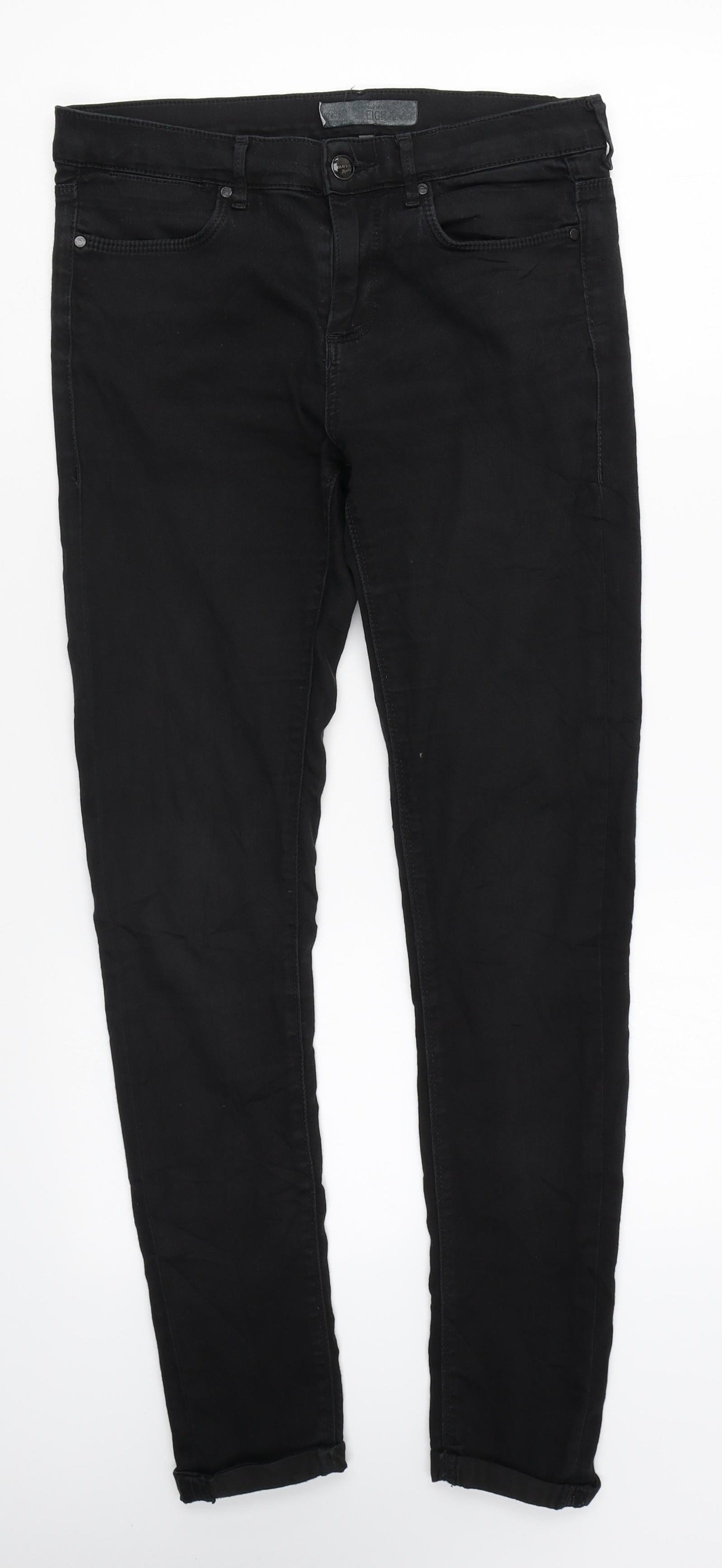 Marks and Spencer Womens Black Cotton Skinny Jeans Size 28 in L29 in Regular Zip