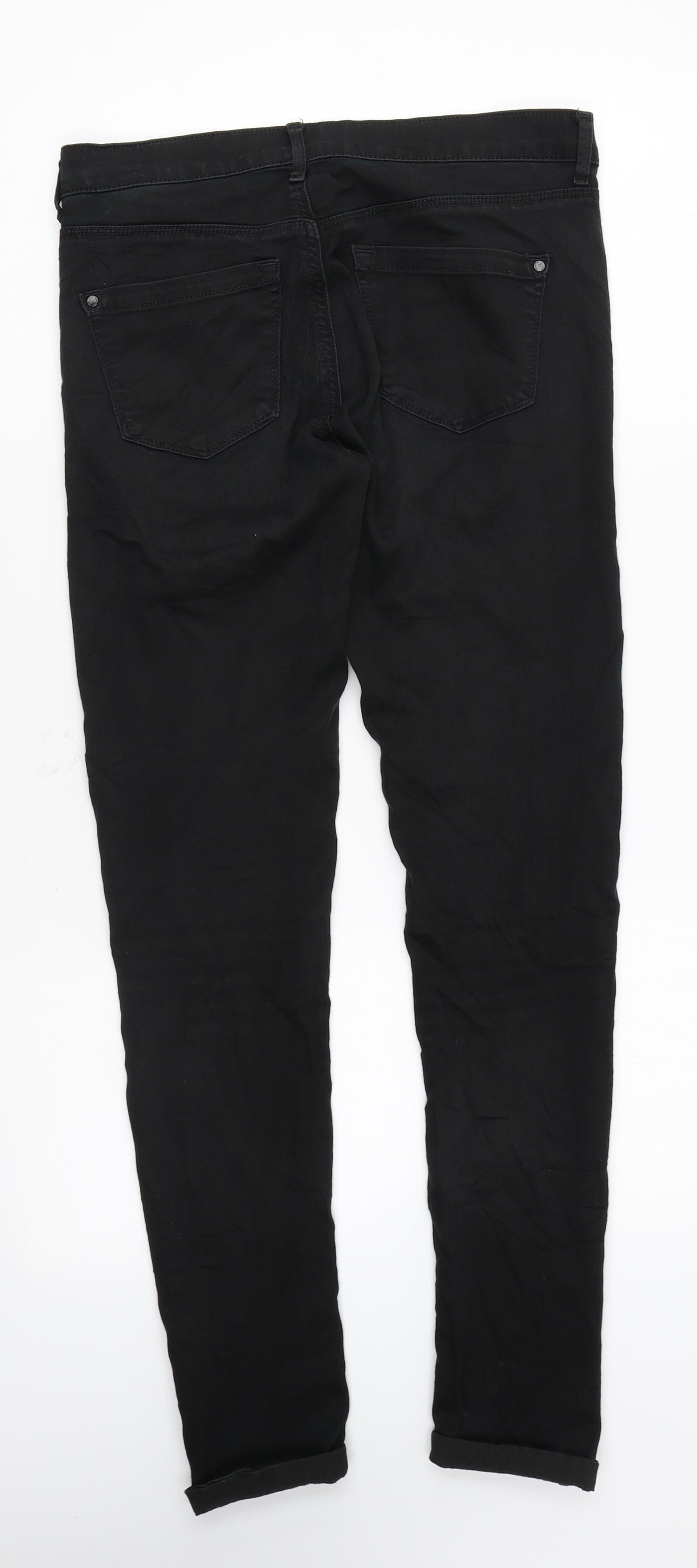 Marks and Spencer Womens Black Cotton Skinny Jeans Size 28 in L29 in Regular Zip