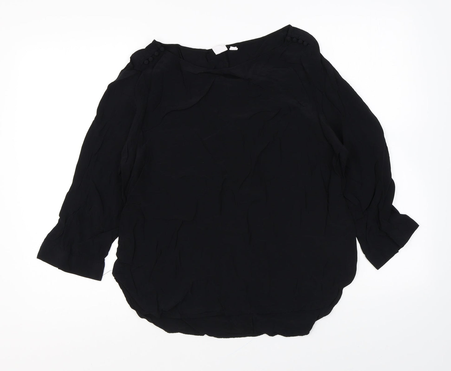 Gap Womens Black Viscose Basic Blouse Size M Round Neck