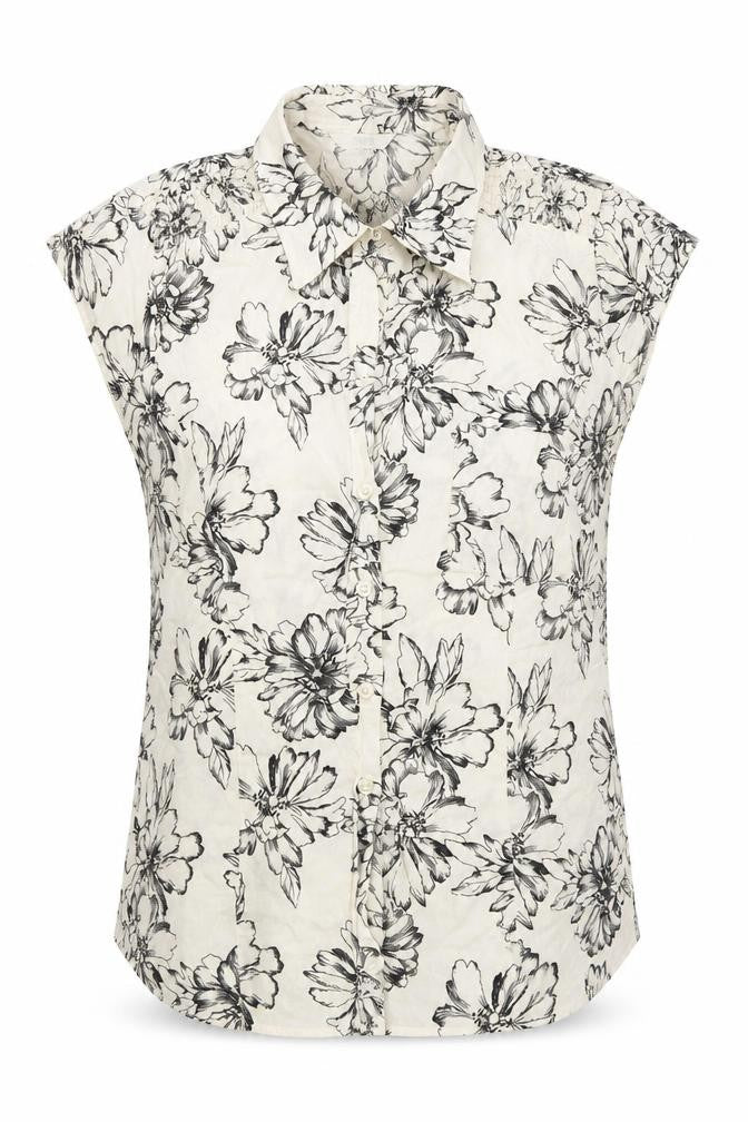 Marks & Spencer Womens Ivory Floral Cotton Basic Button-Up Size 14 Collared