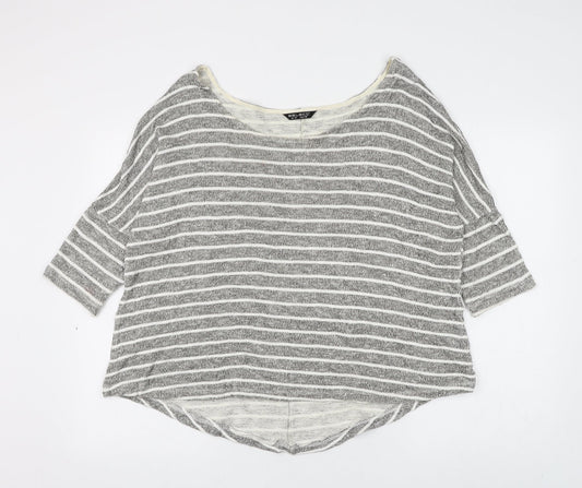 Select Womens Grey Boat Neck Striped Viscose Pullover Jumper Size 14