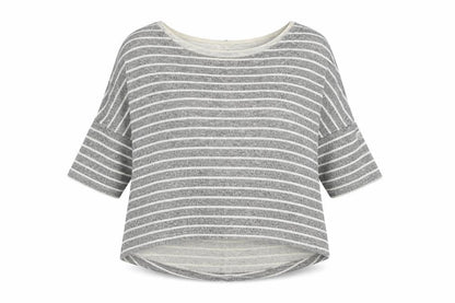Select Womens Grey Boat Neck Striped Viscose Pullover Jumper Size 14