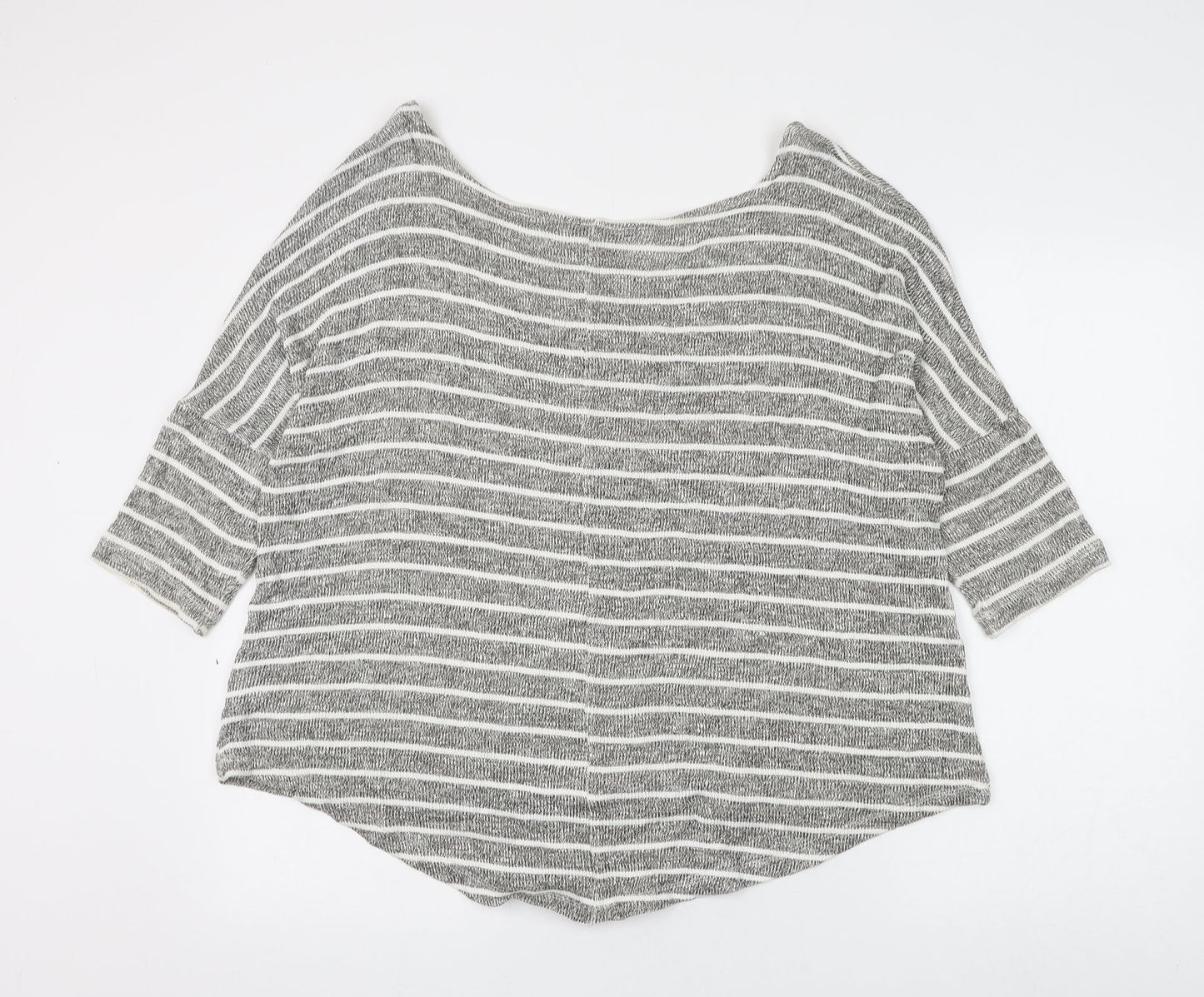 Select Womens Grey Boat Neck Striped Viscose Pullover Jumper Size 14