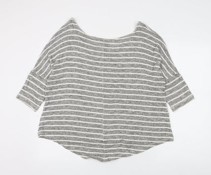 Select Womens Grey Boat Neck Striped Viscose Pullover Jumper Size 14