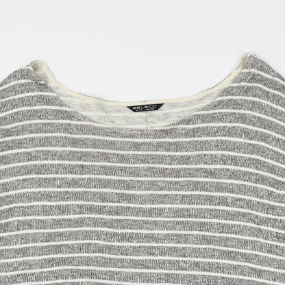 Select Womens Grey Boat Neck Striped Viscose Pullover Jumper Size 14