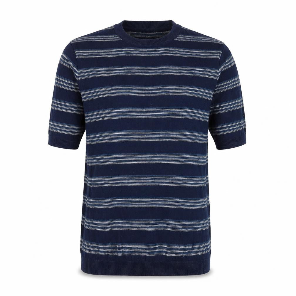 Topman Mens Blue Round Neck Striped Cotton Pullover Jumper Size XS