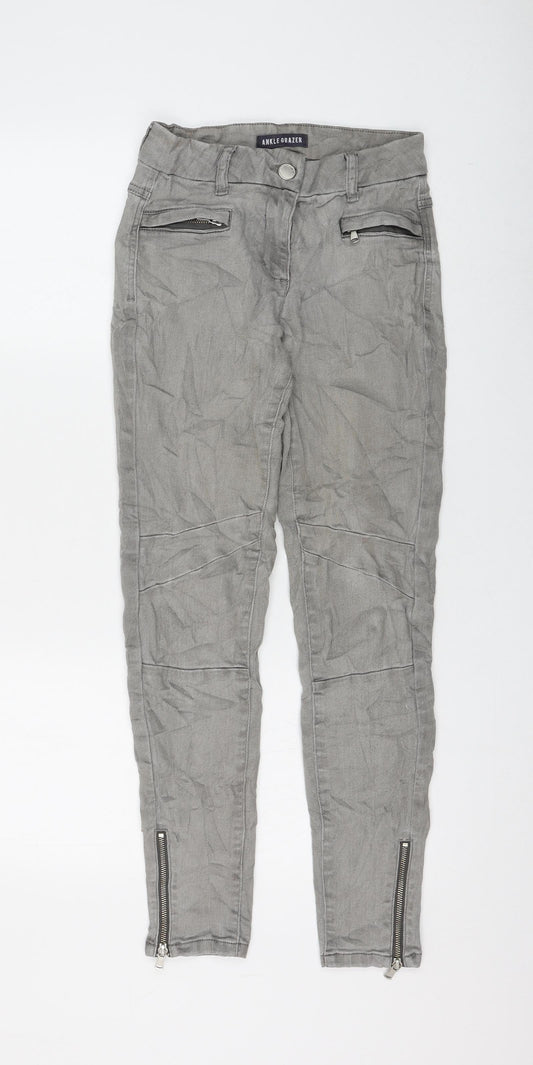 Marks and Spencer Womens Grey Cotton Skinny Jeans Size 8 L28 in Regular Zip