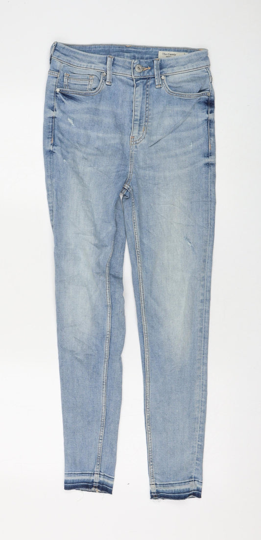 Marks and Spencer Womens Blue Cotton Skinny Jeans Size 8 L26 in Regular Zip
