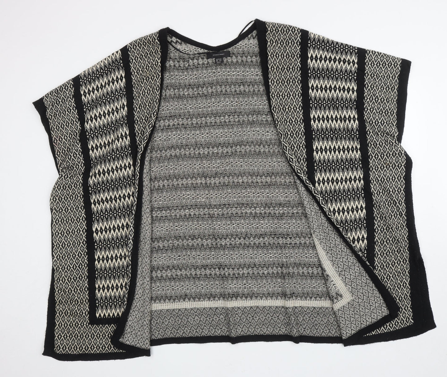 Atmosphere Womens Black V-Neck Geometric Cotton Cape Jumper Size 14
