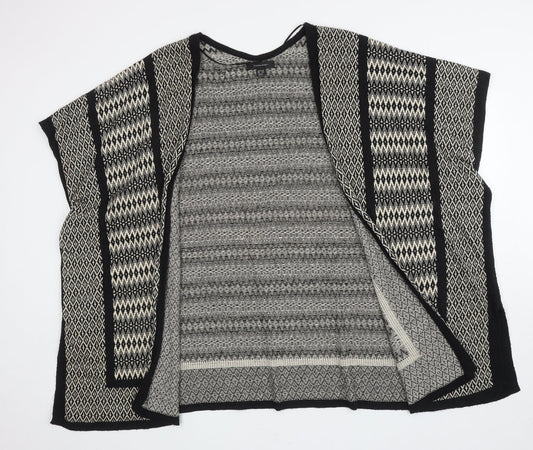 Atmosphere Womens Black V-Neck Geometric Cotton Cape Jumper Size 14