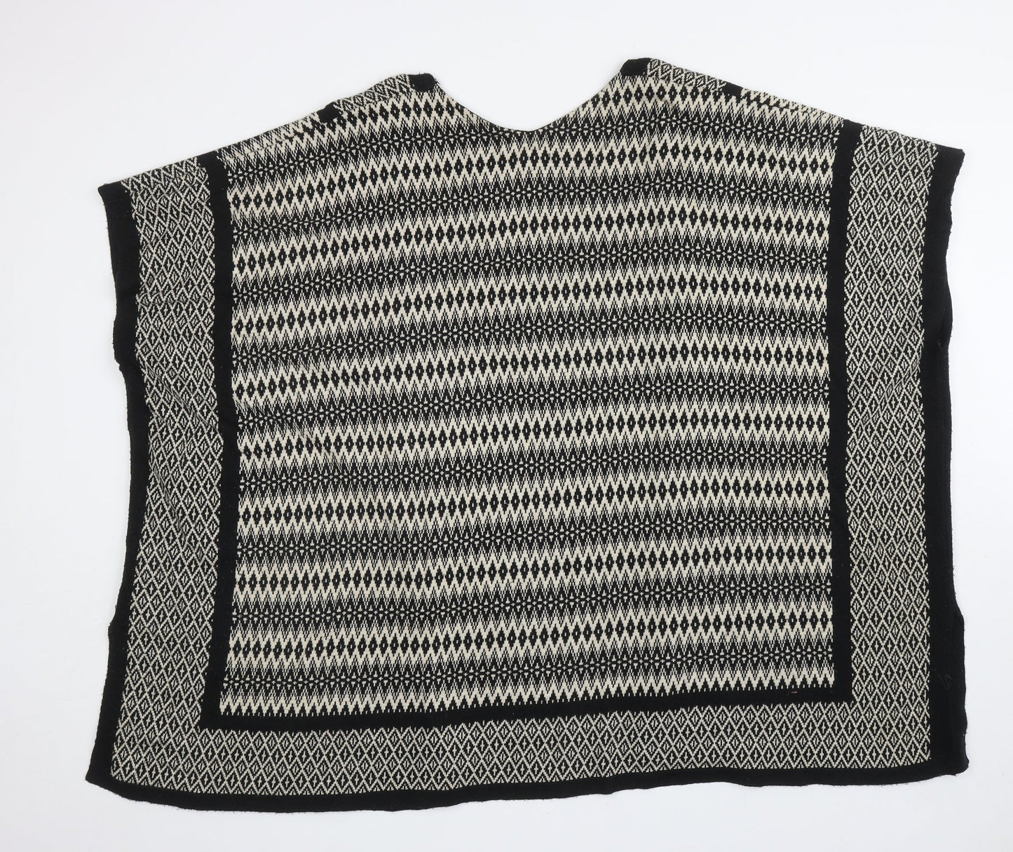 Atmosphere Womens Black V-Neck Geometric Cotton Cape Jumper Size 14