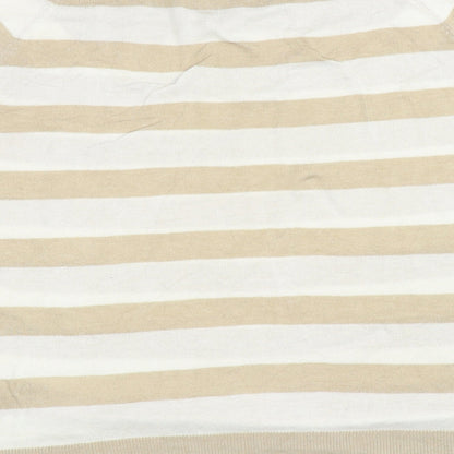 M&Co Womens Beige Round Neck Striped Viscose Pullover Jumper Size 16
