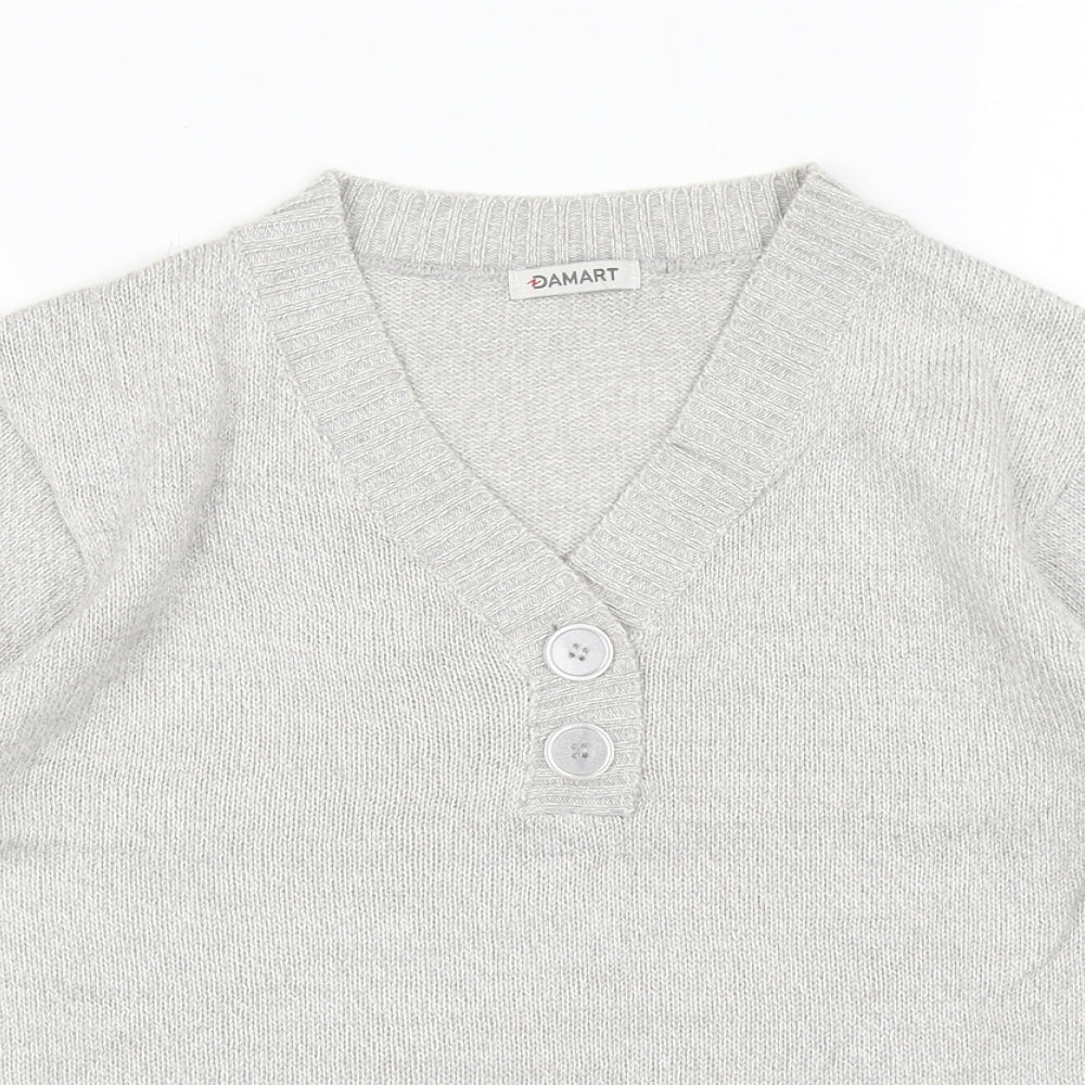Damart Womens Grey V-Neck Acrylic Pullover Jumper Size 10