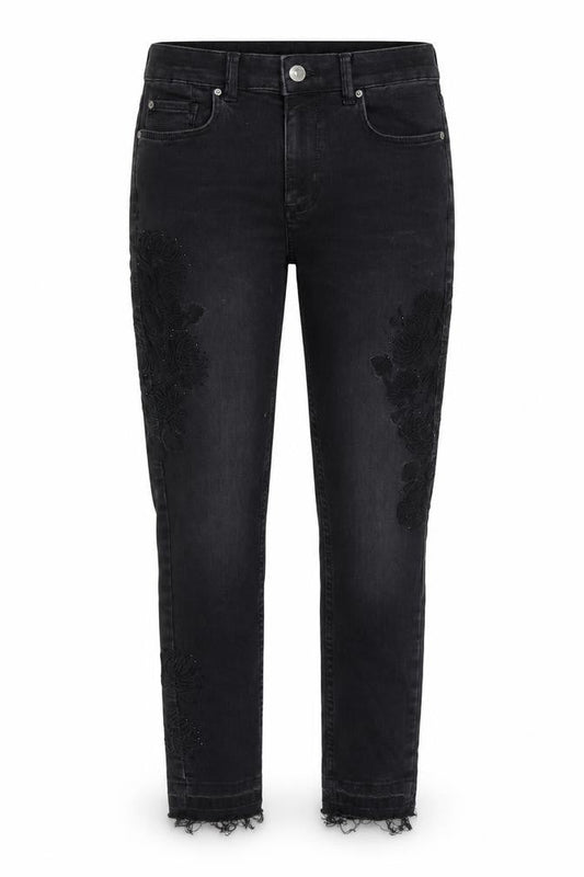 Marks & Spencer Womens Black Floral Cotton Skinny Jeans Size 12 L25 in Regular Zip