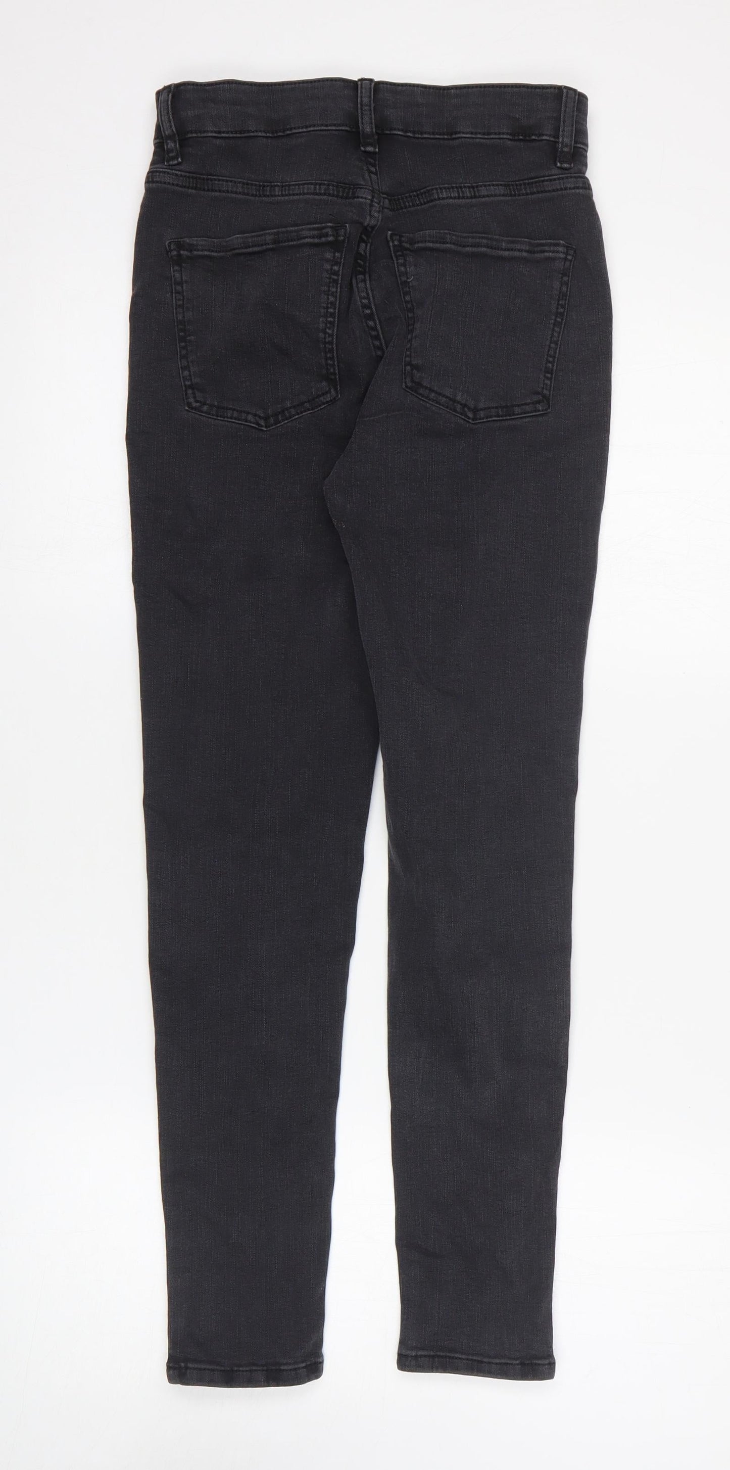 Marks and Spencer Womens Grey Striped Cotton Skinny Jeans Size 8 L25 in Regular Zip