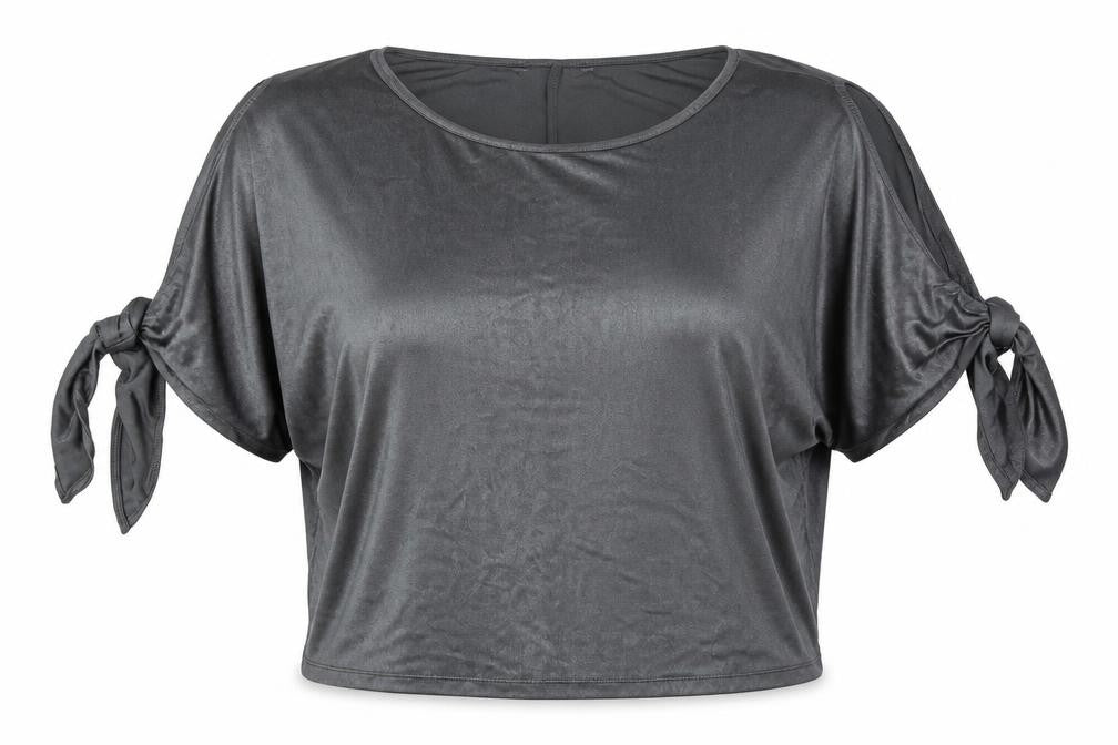 Preworn Womens Grey Polyester Basic Blouse Size 14 Round Neck