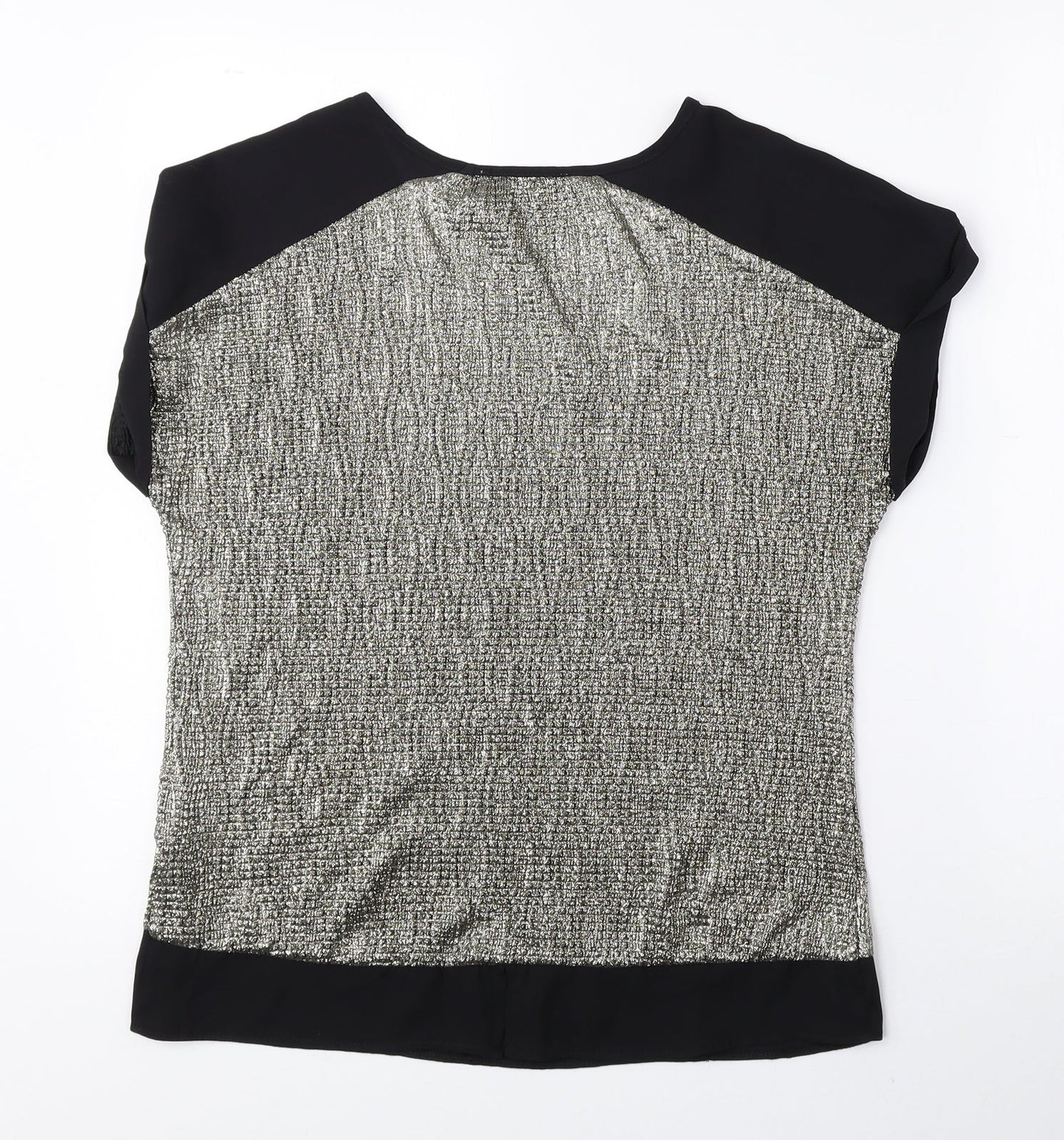 Oasis Womens Gold Polyester Basic Blouse Size XS Round Neck