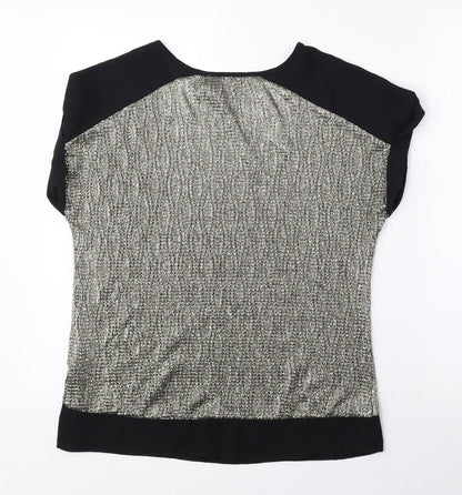 Oasis Womens Gold Polyester Basic Blouse Size XS Round Neck