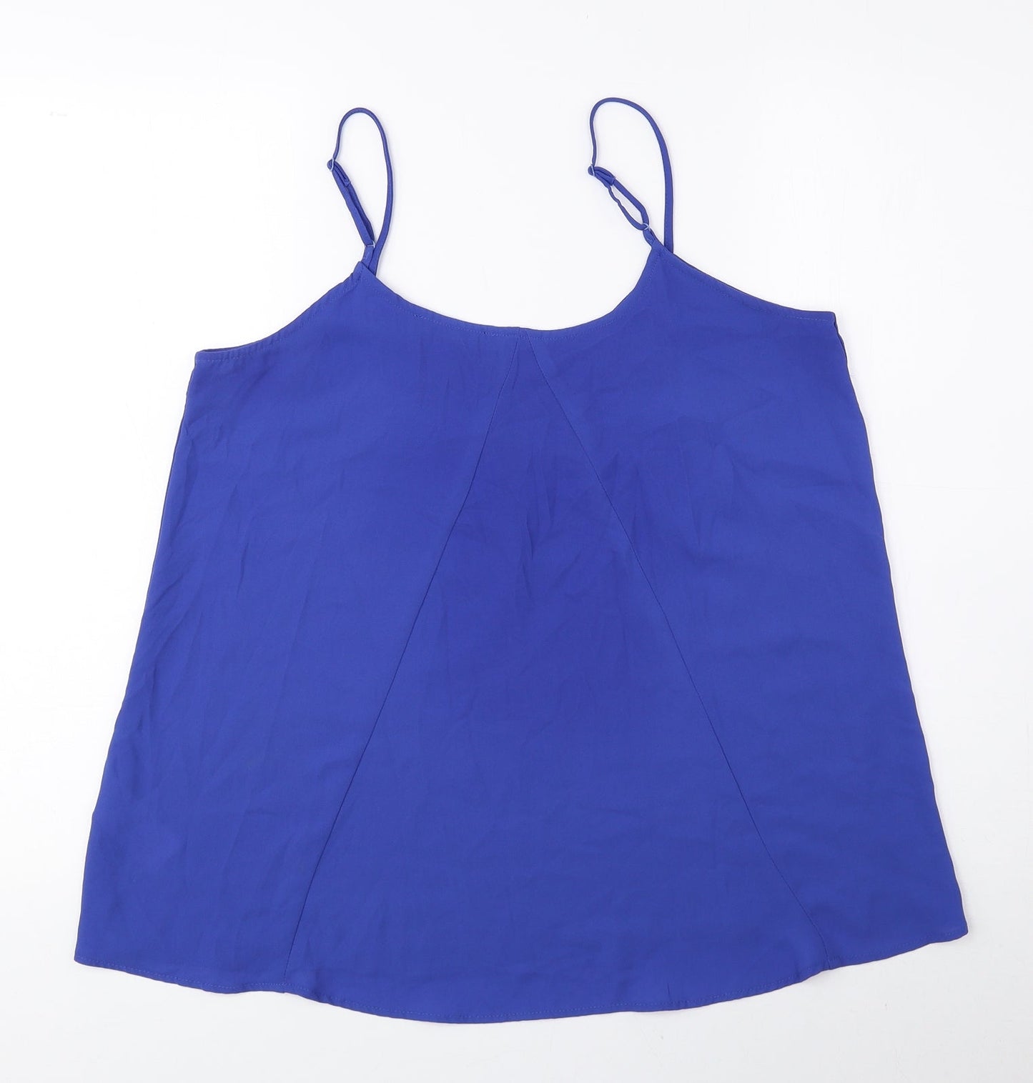 Oasis Womens Blue Polyester Basic Tank Size 10 Round Neck