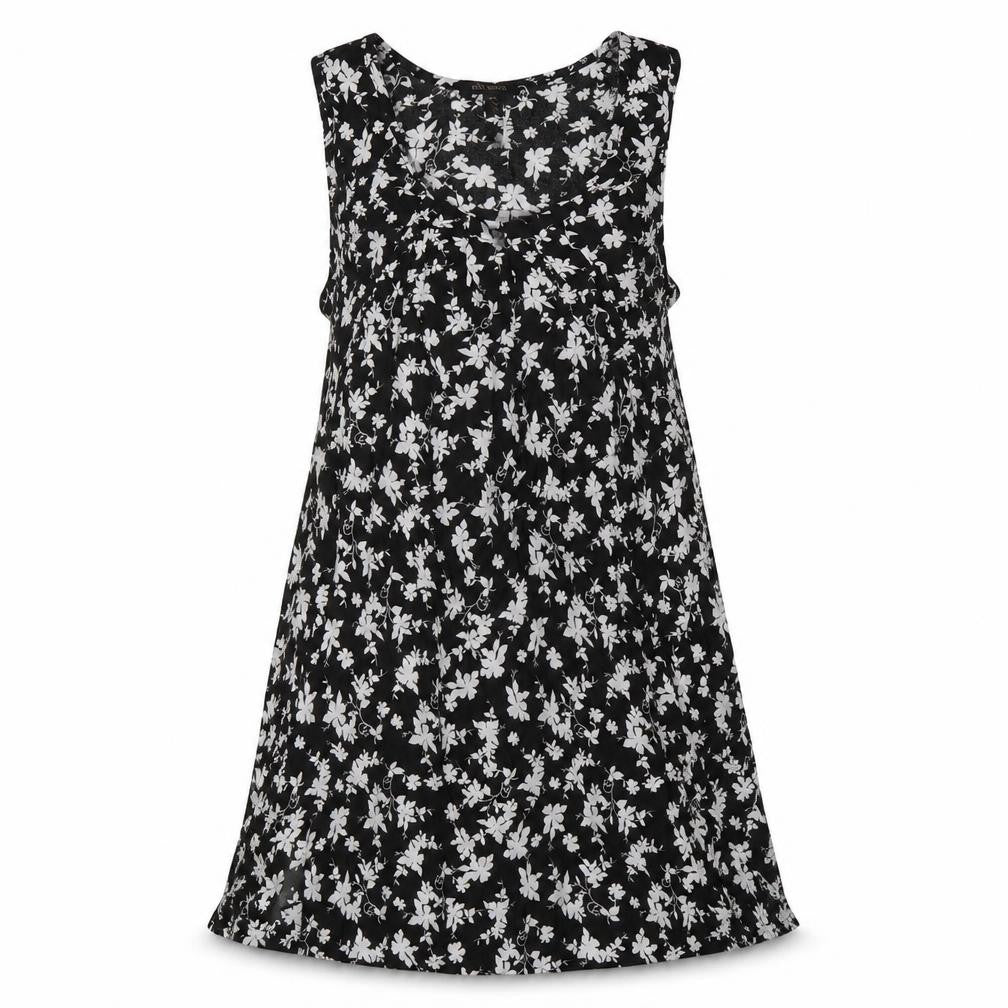 QED London Womens Black Floral Viscose Shift Size 10 Scoop Neck Pullover