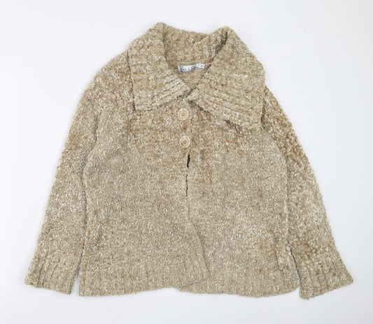 Pure & Natural Womens Yellow V-Neck Acrylic Cardigan Jumper Size M