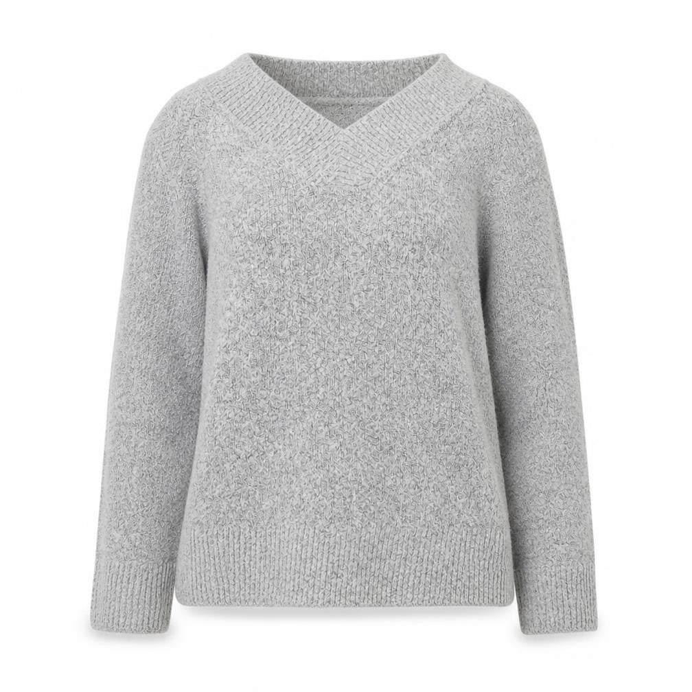 M&Co Womens Grey V-Neck Acrylic Pullover Jumper Size L