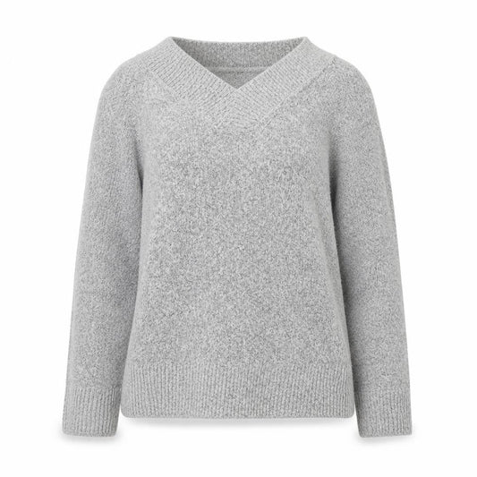 M&Co Womens Grey V-Neck Acrylic Pullover Jumper Size L