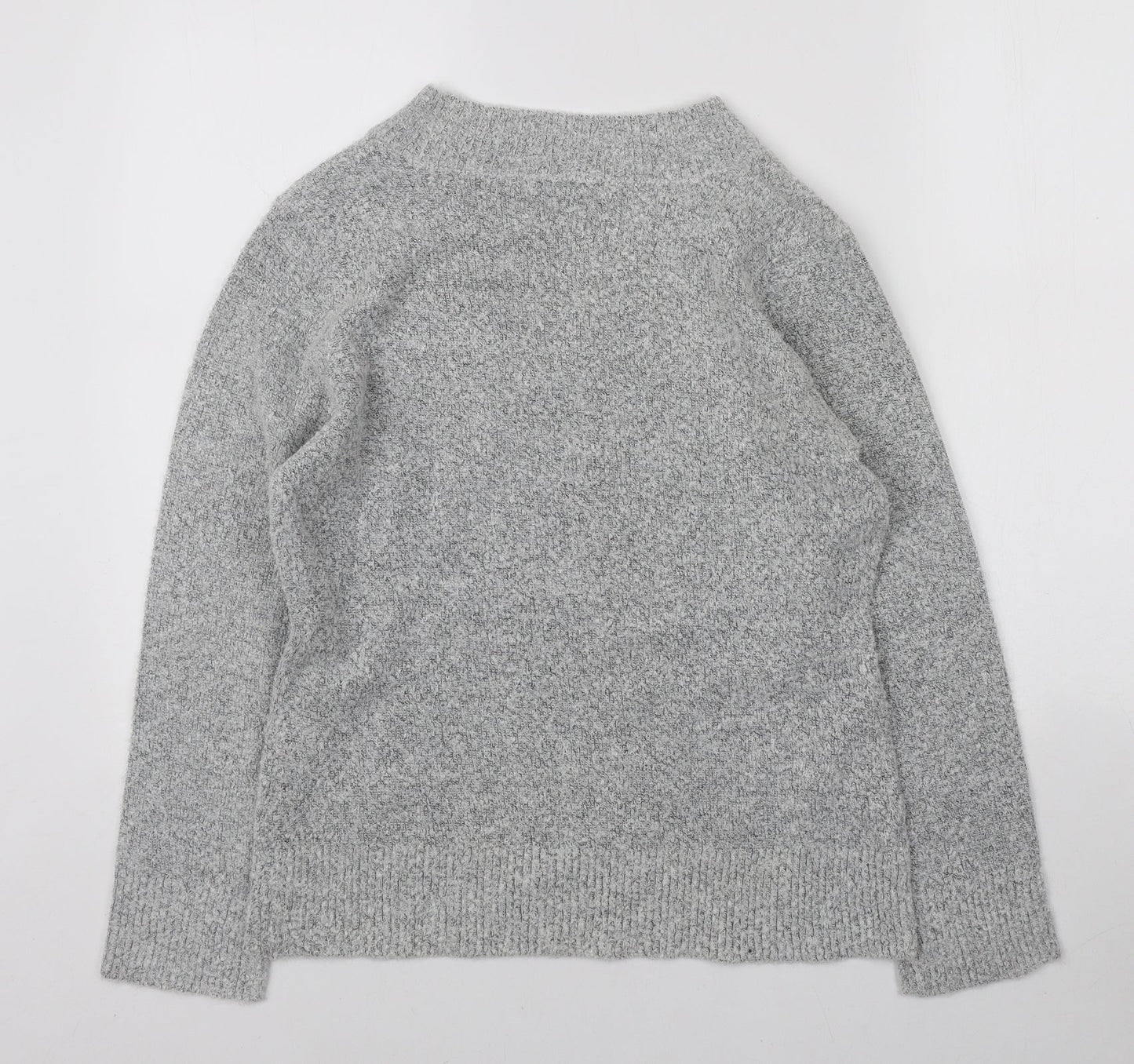 M&Co Womens Grey V-Neck Acrylic Pullover Jumper Size L