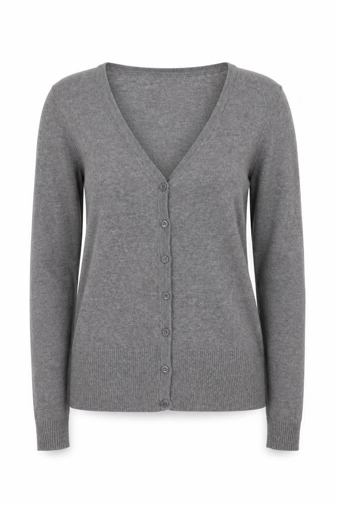 H&M Womens Grey V-Neck Acrylic Cardigan Jumper Size S