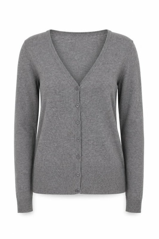 H&M Womens Grey V-Neck Acrylic Cardigan Jumper Size S