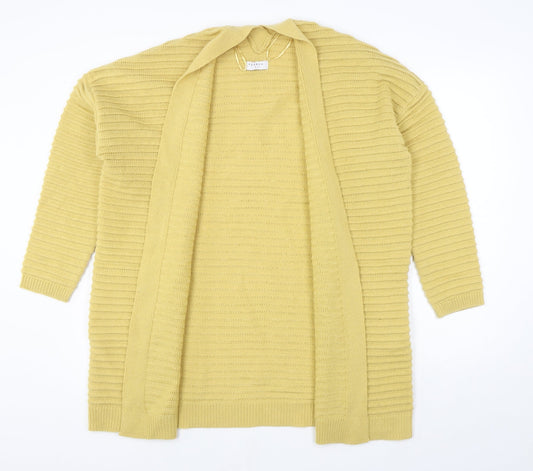 Papaya Womens Yellow V-Neck Acrylic Pullover Jumper Size L - Ribbed
