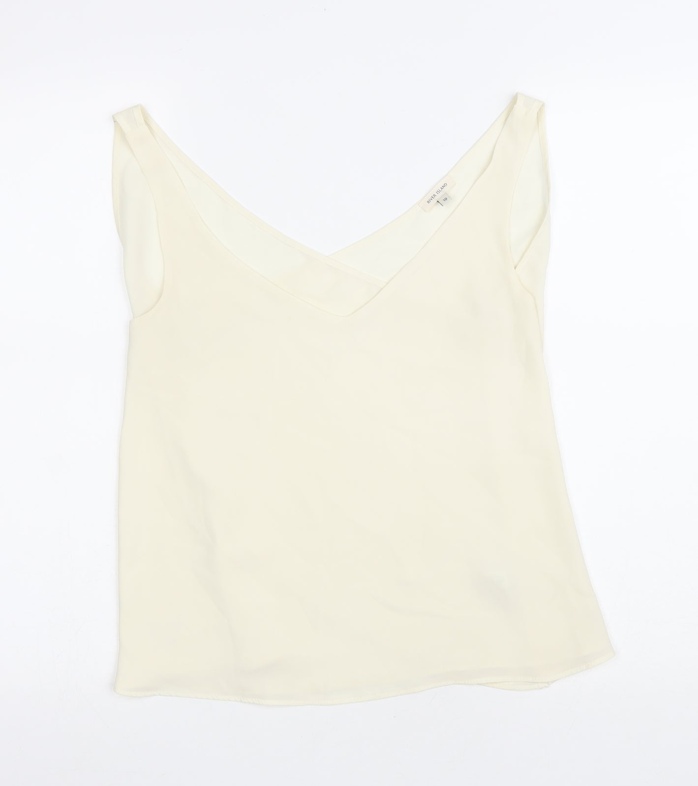 River Island Womens Ivory Polyester Wrap T-Shirt Size 10 V-Neck