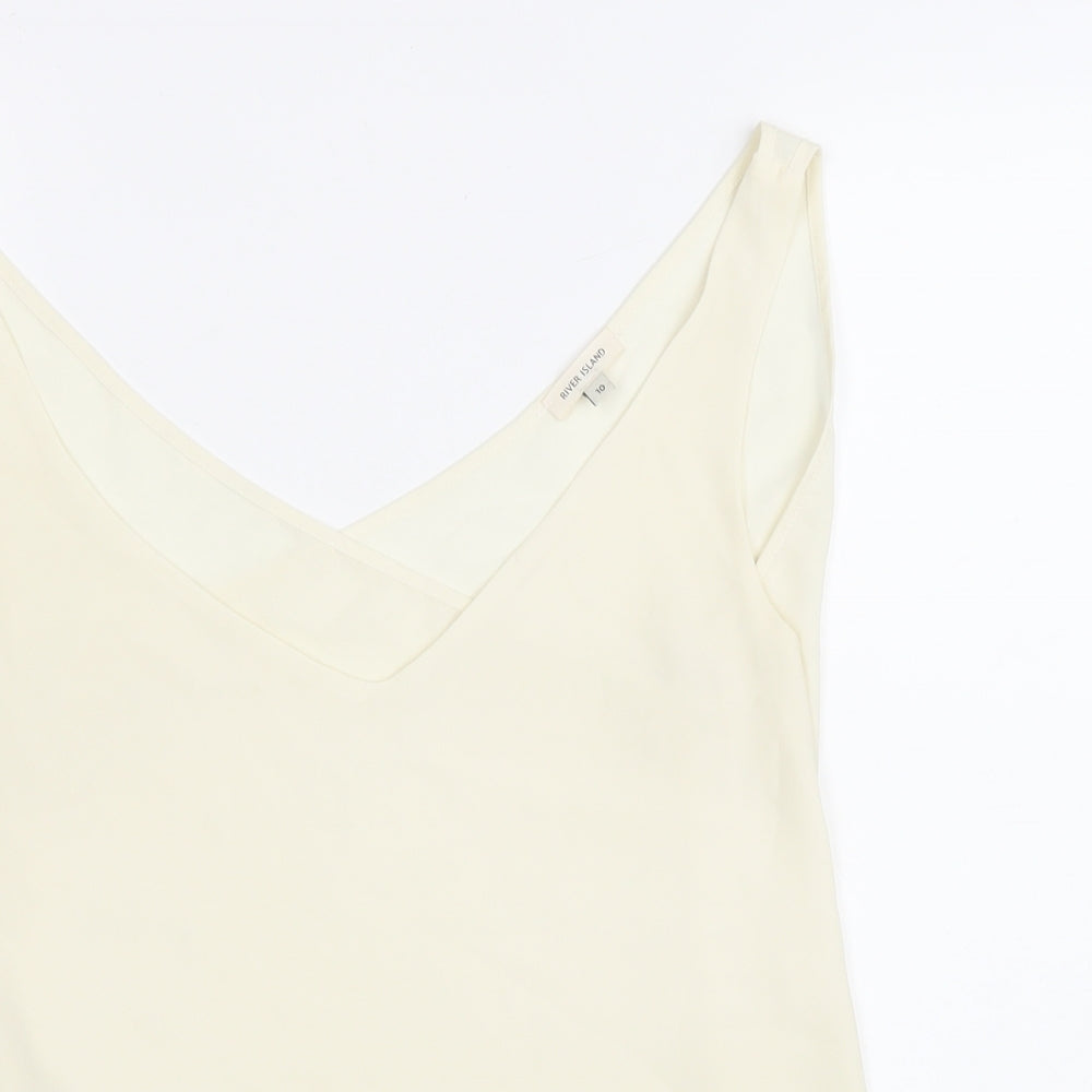 River Island Womens Ivory Polyester Wrap T-Shirt Size 10 V-Neck