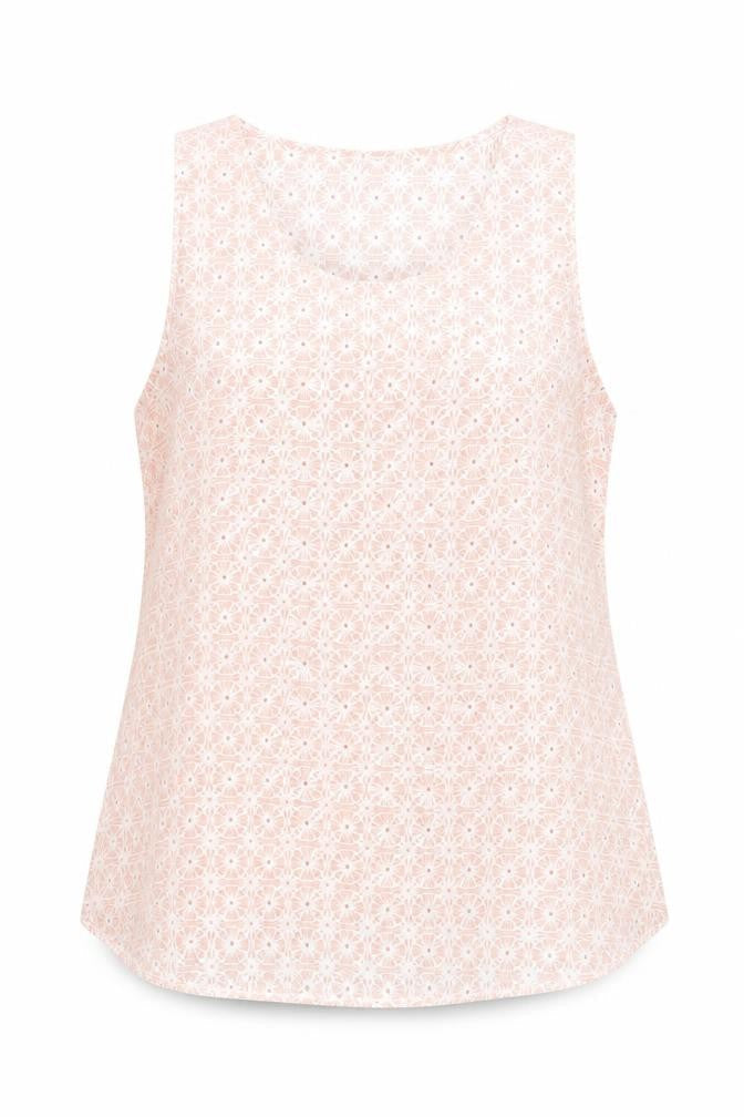 Primark Womens Pink Geometric Polyester Basic Blouse Size 12 Scoop Neck