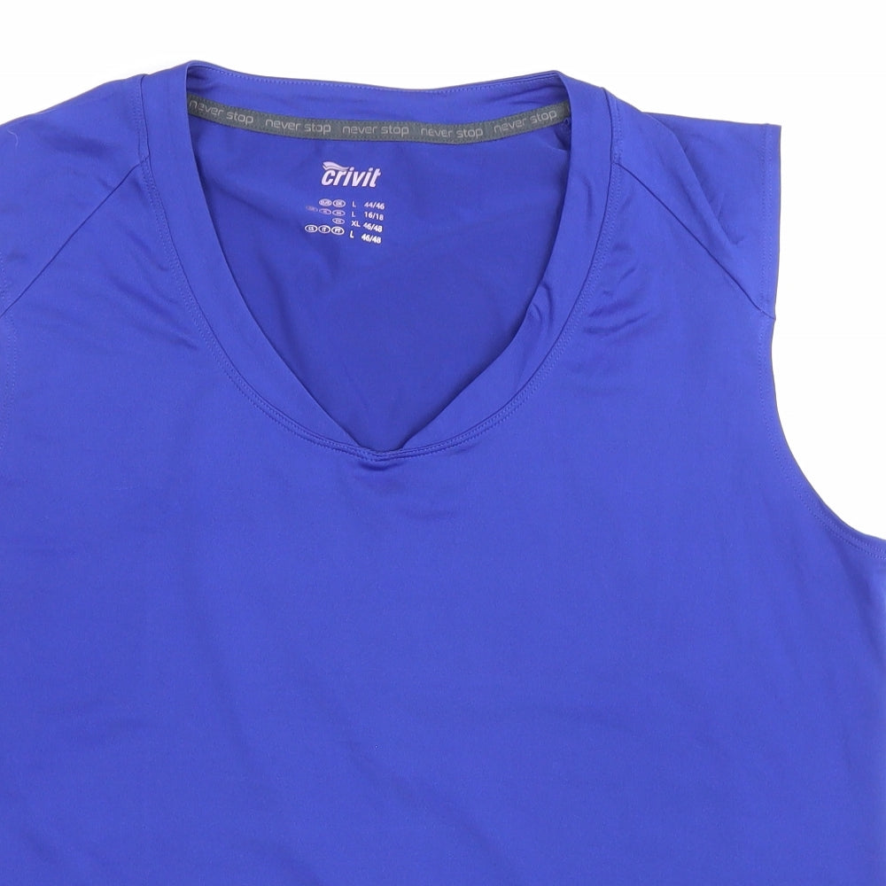 Crivit Womens Black Polyester Basic Tank Size L V-Neck