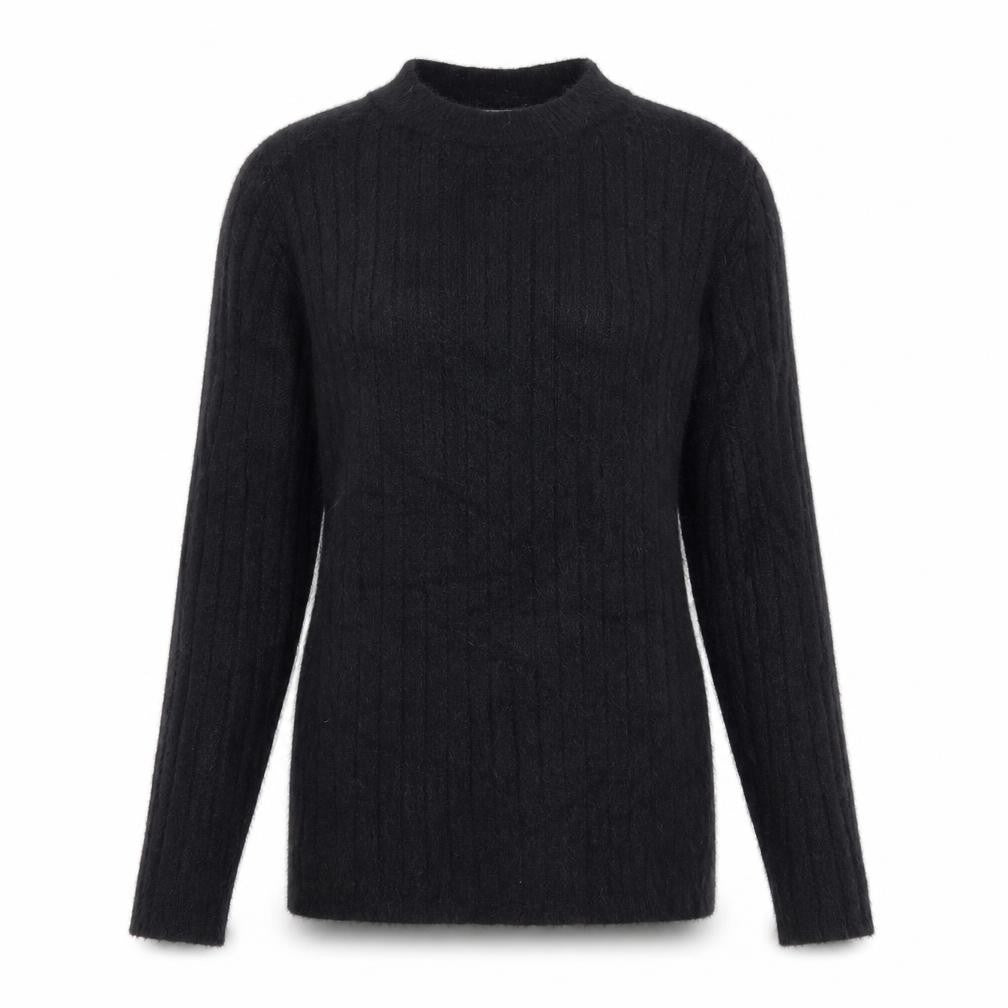 Salvo Green Womens Black High Neck Acrylic Pullover Jumper Size M