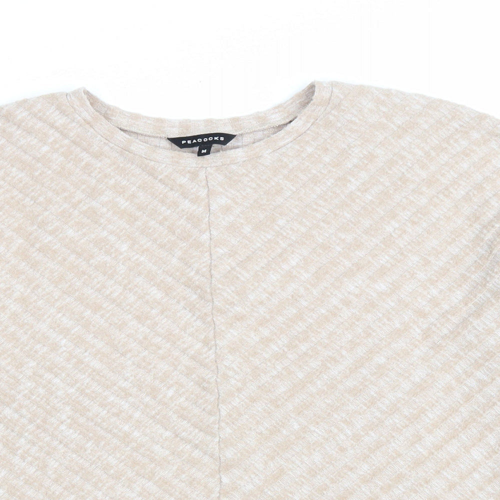 Peacocks Womens Beige Polyester Pullover Sweatshirt Size M Pullover