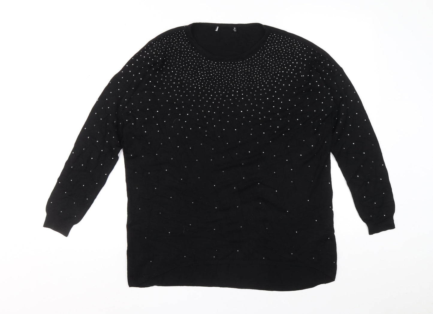 Atmosphere Womens Black Round Neck Viscose Pullover Jumper Size 10